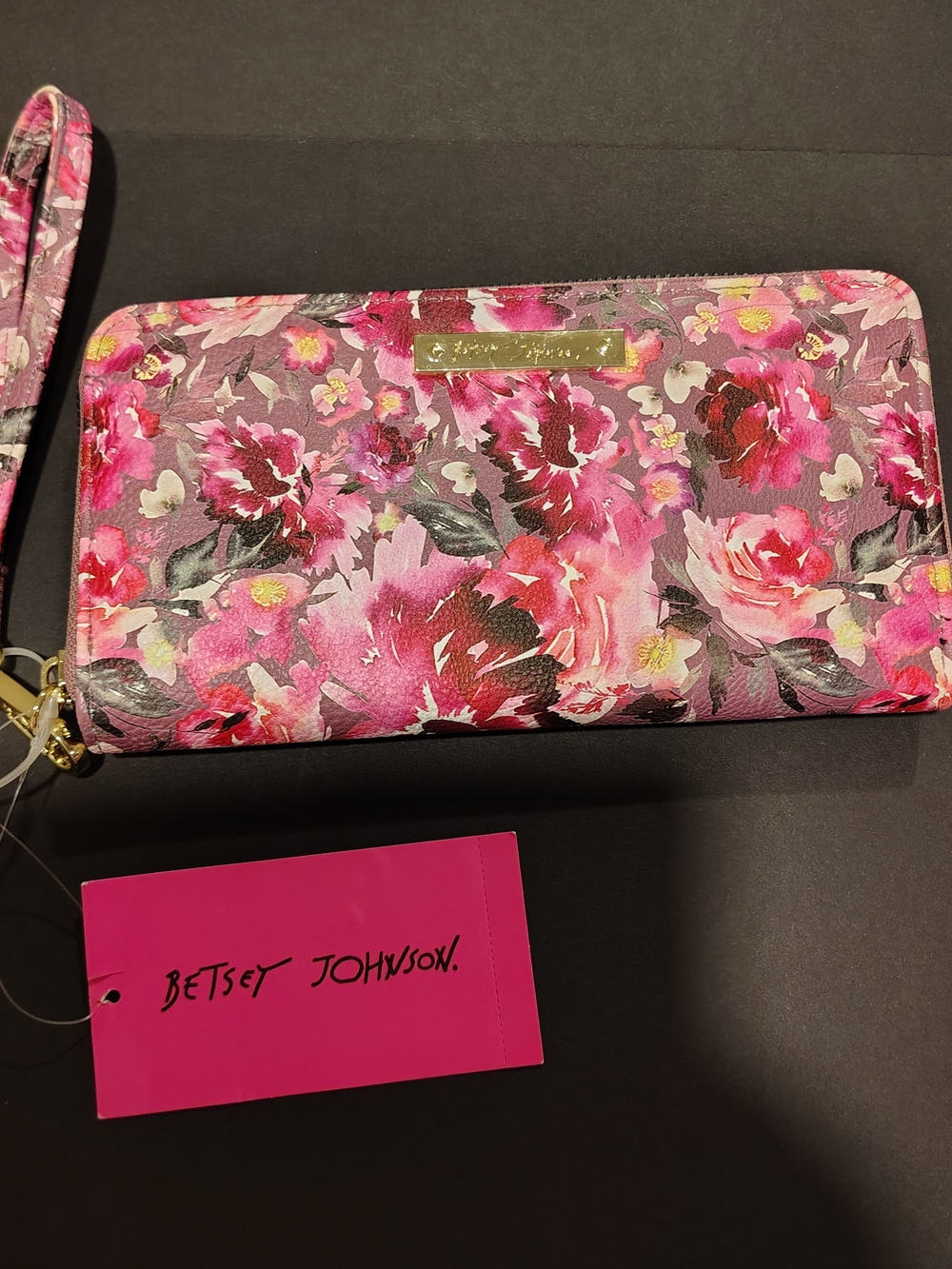 Betsey Johnson Pink Floral Wristlet Wallet